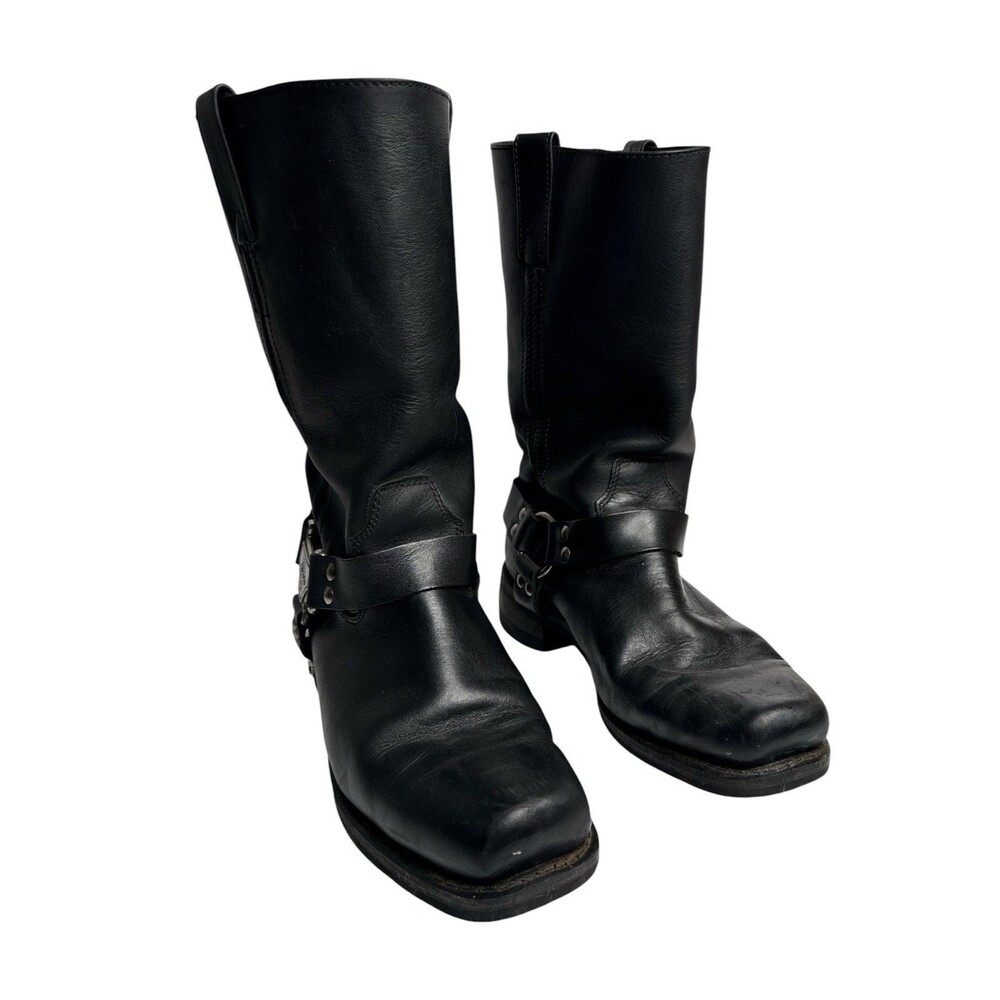 Milwaukee MB410 Classic Harness Motorcycle Boots Black Leather Mens 12EEE Zip